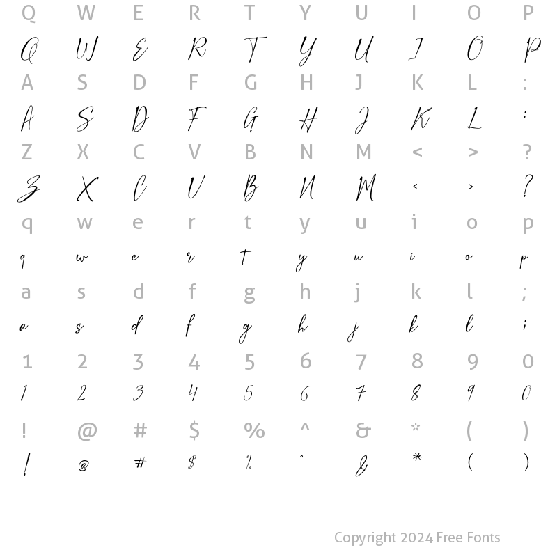 Character Map of Brillany Regular