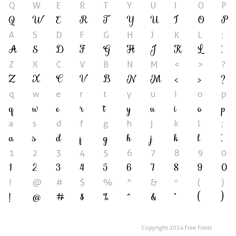 Character Map of Brilliance Script Regular