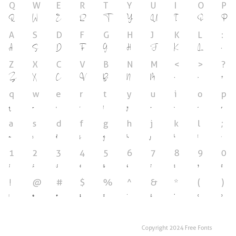 Character Map of Brillianissa Regular