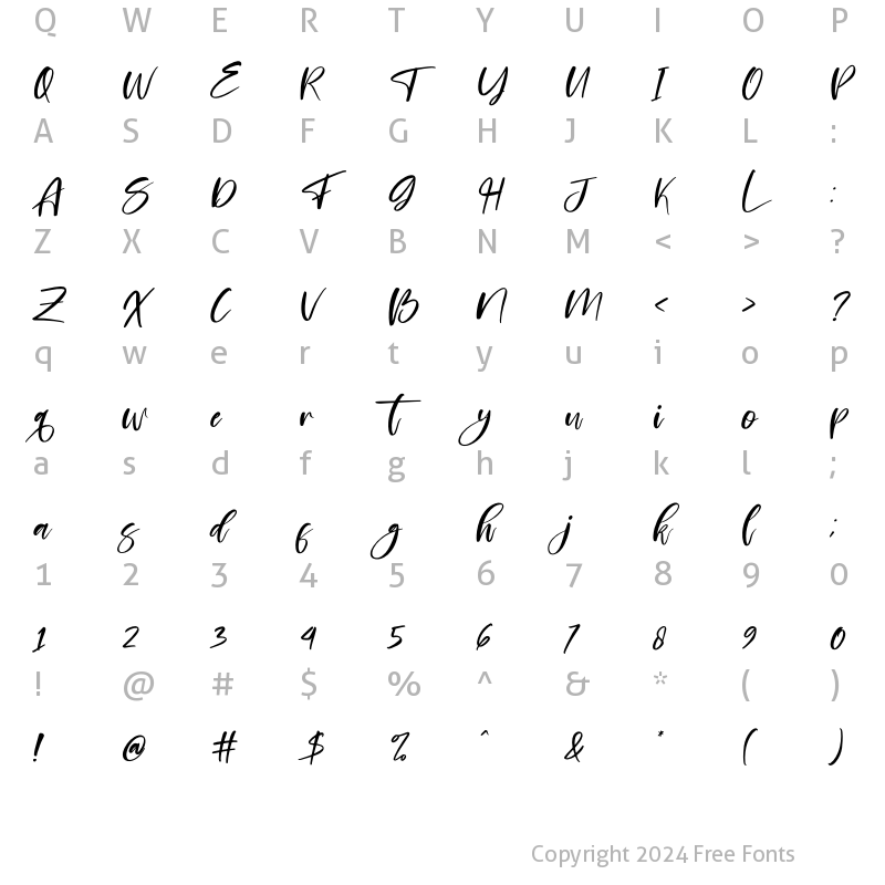 Character Map of Brilliant Castelo Italic