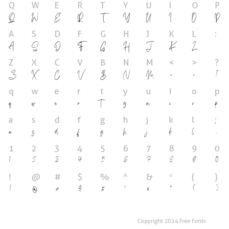 Character Map of Brilliant Signature Regular