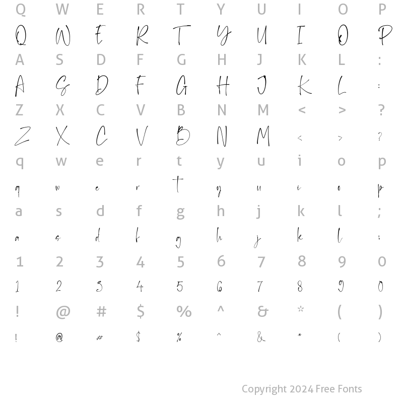 Character Map of Brilliant Starlight Regular