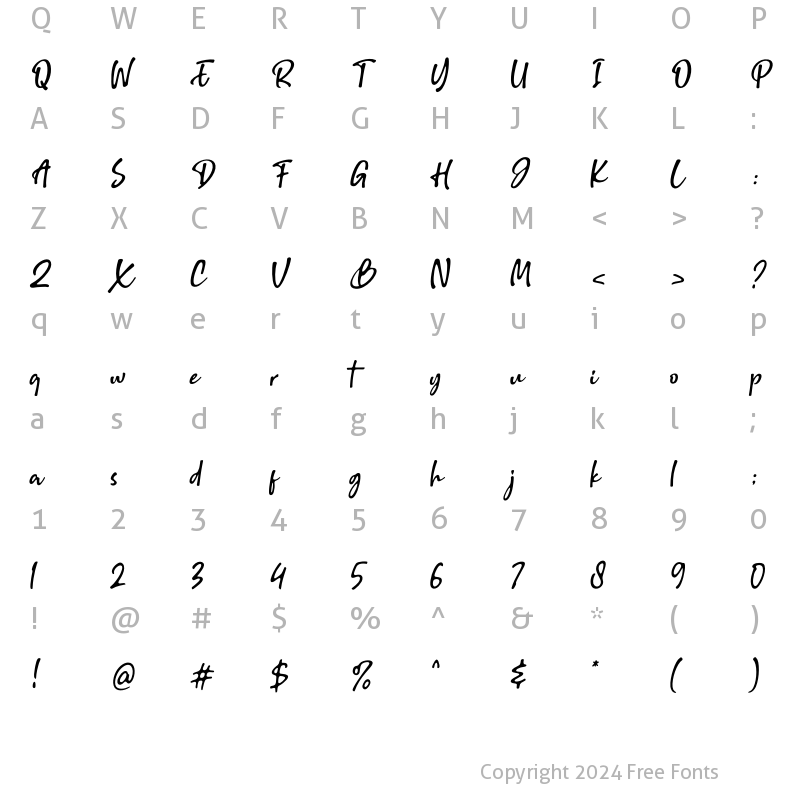 Character Map of Brillion Italic Regular