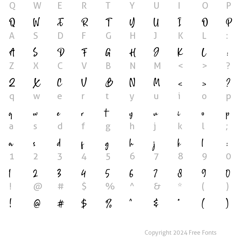 Character Map of Brillion Regular