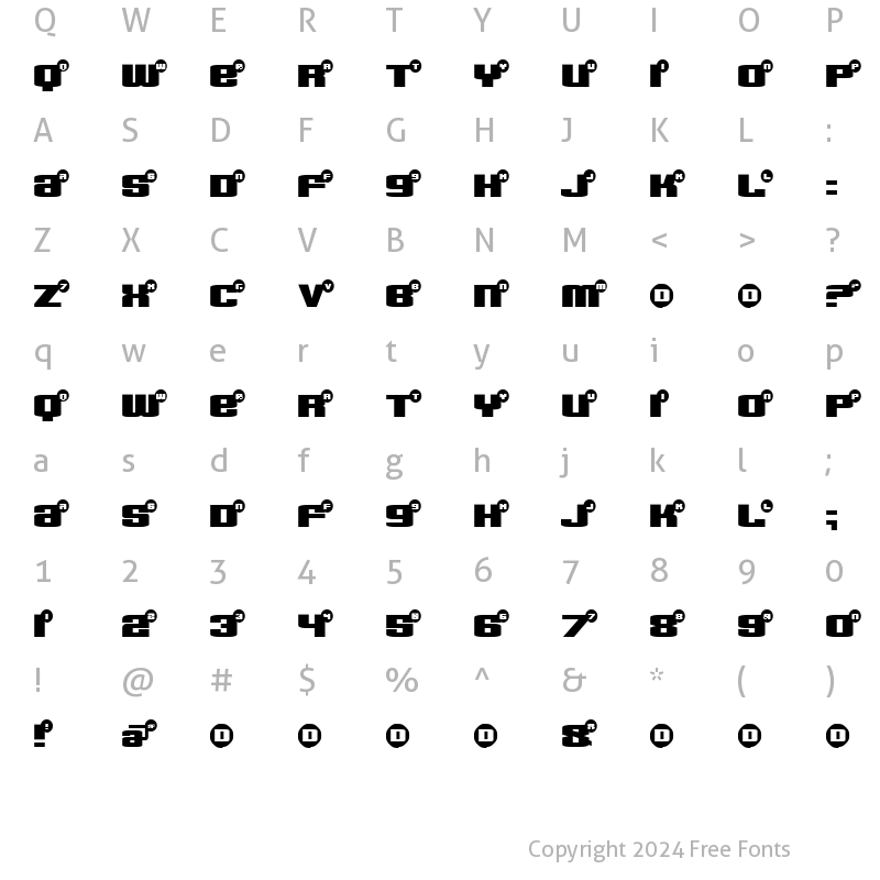 Character Map of BrilloBlue Regular