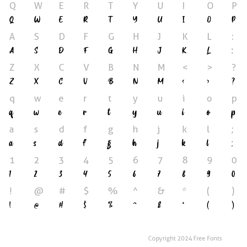 Character Map of Brimington Regular