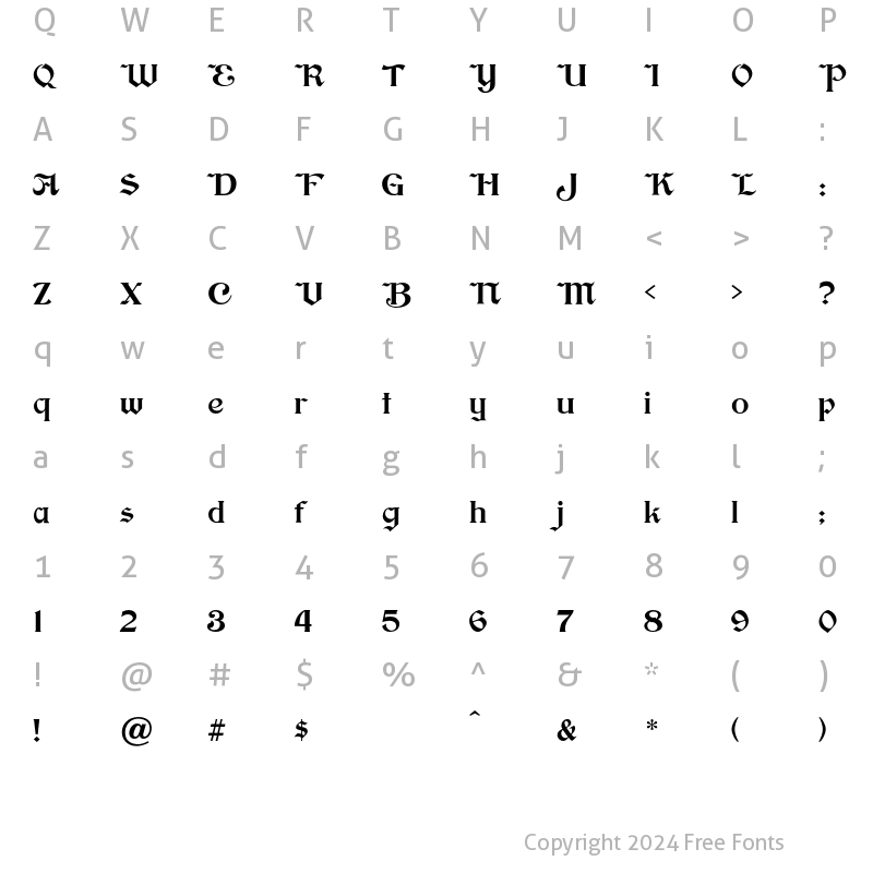 Character Map of Brinkman Regular