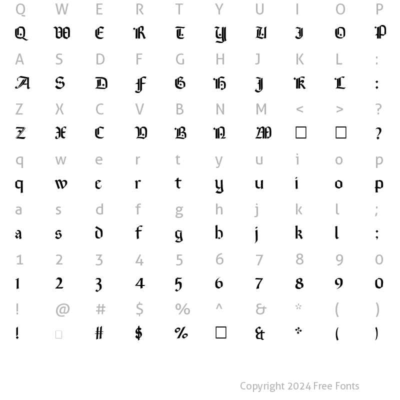 Character Map of Brinkmann AH Regular