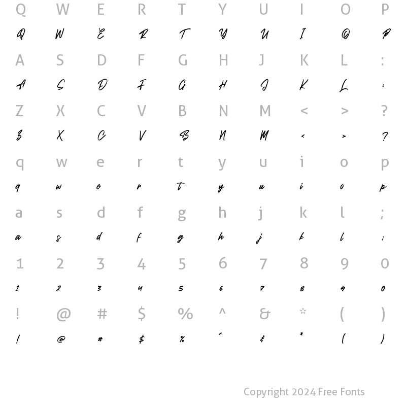 Character Map of Brish Hair Regular