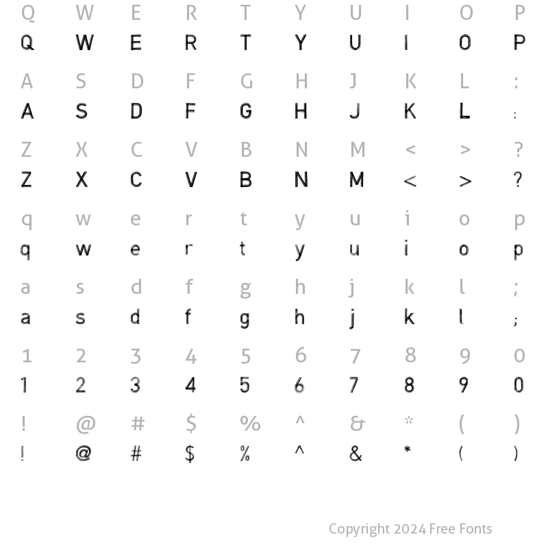 Character Map of Bristlehard Rough Bold