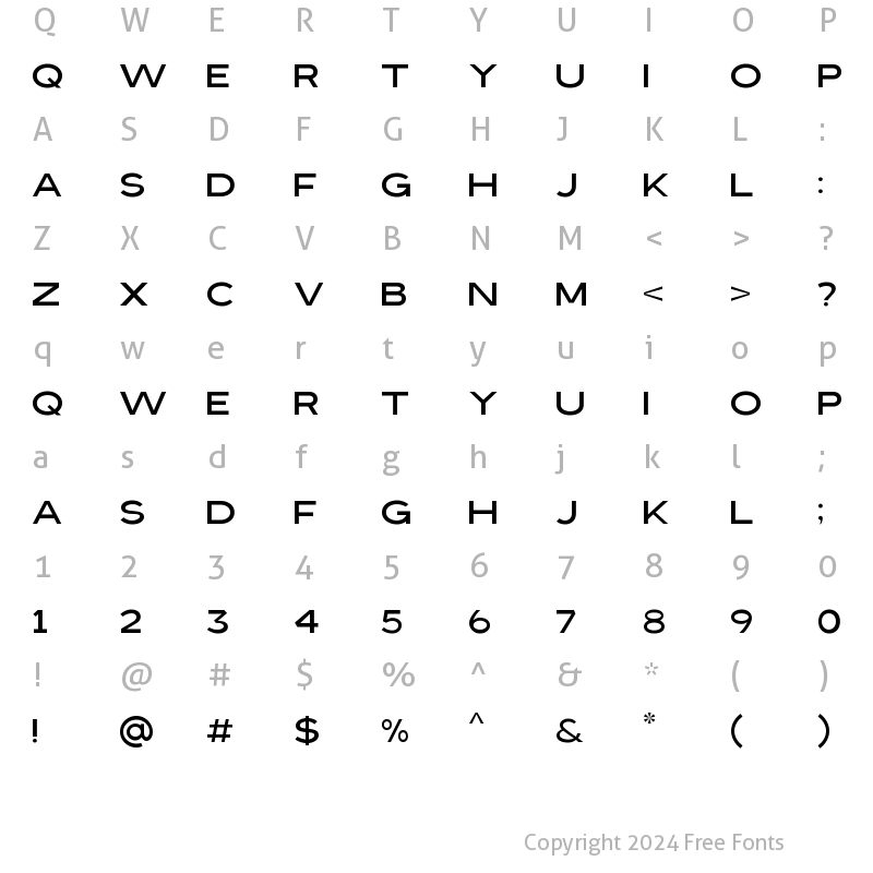 Character Map of Bristone Thin