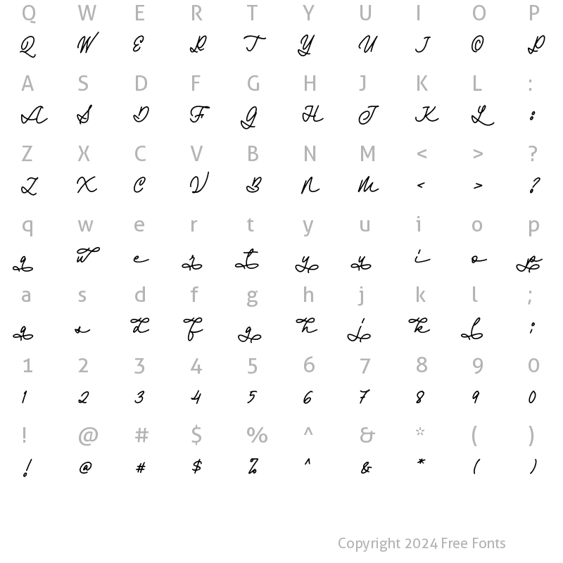 Character Map of Britania Letter Regular