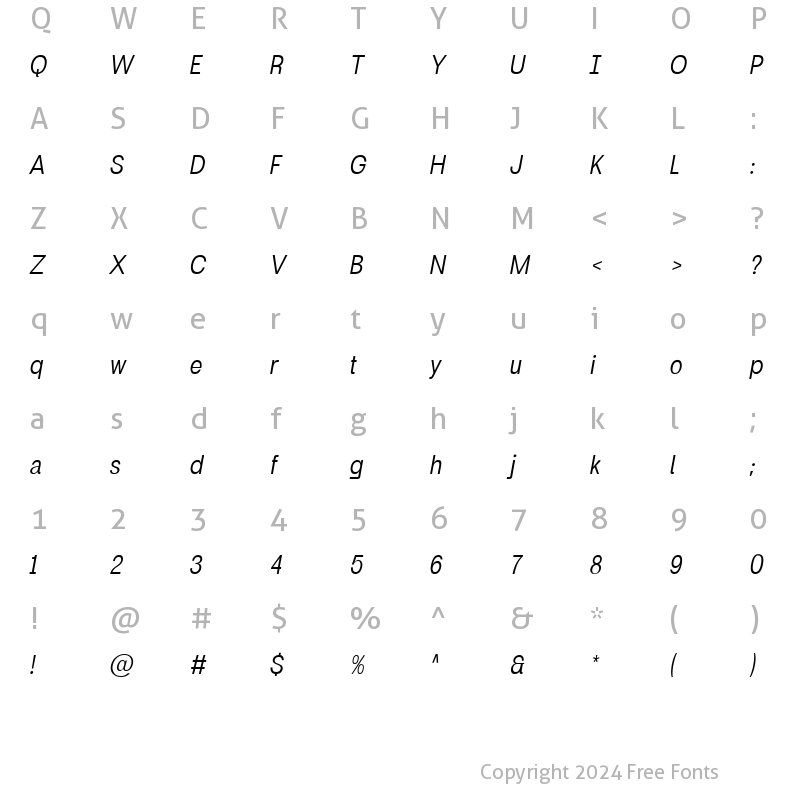 Character Map of Britanica-BoldCondensedItalic Condensed