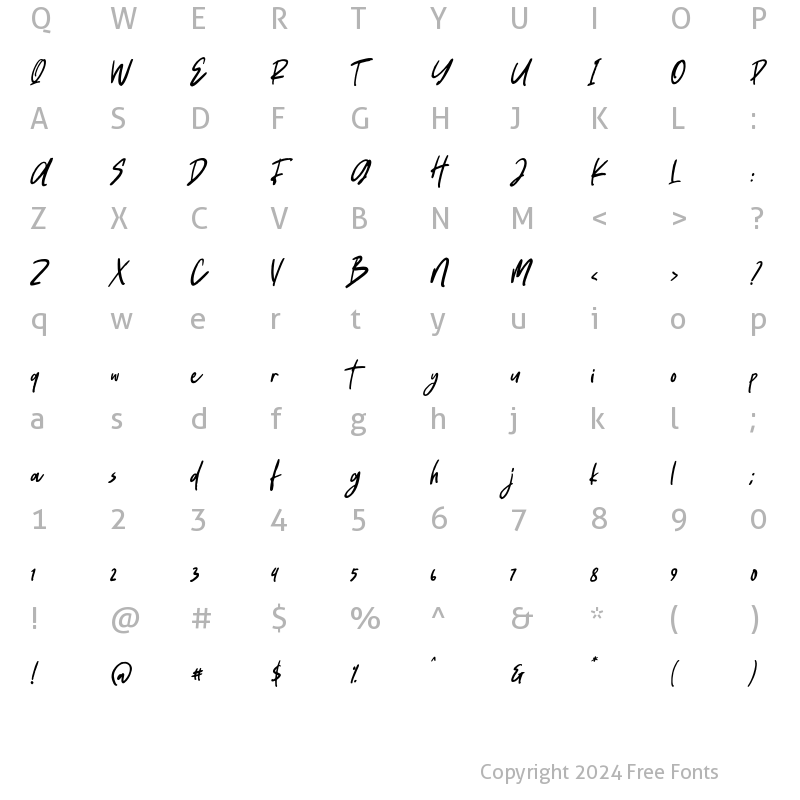 Character Map of Britaniya Regular