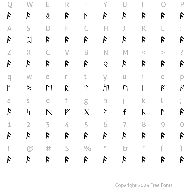 Character Map of Britannian Runes Regular