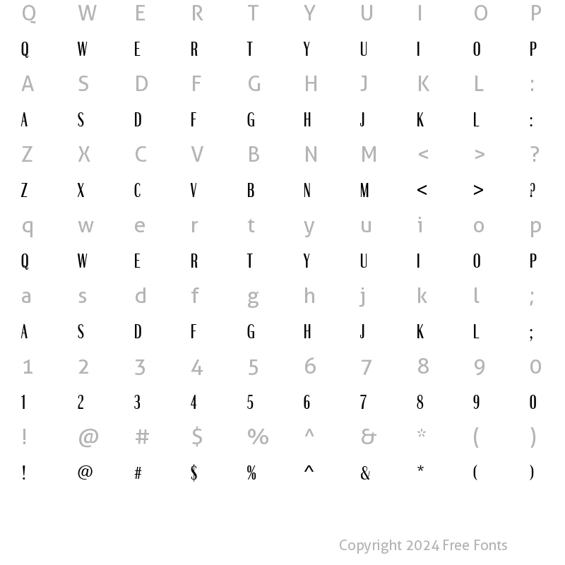 Character Map of Britannic Becker Compress Med Regular