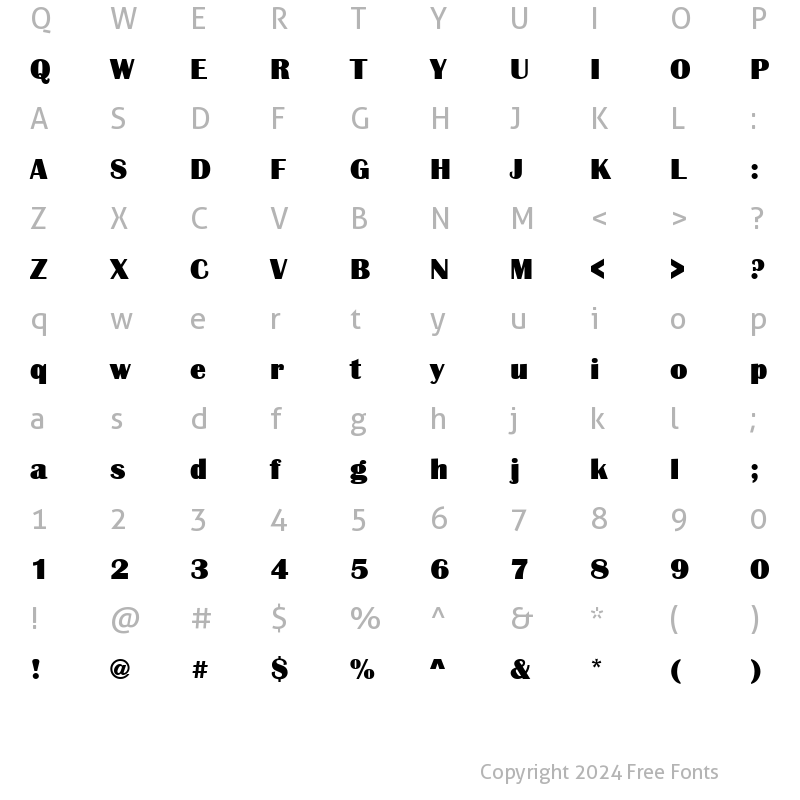 Character Map of Britannic Becker Ultra Regular