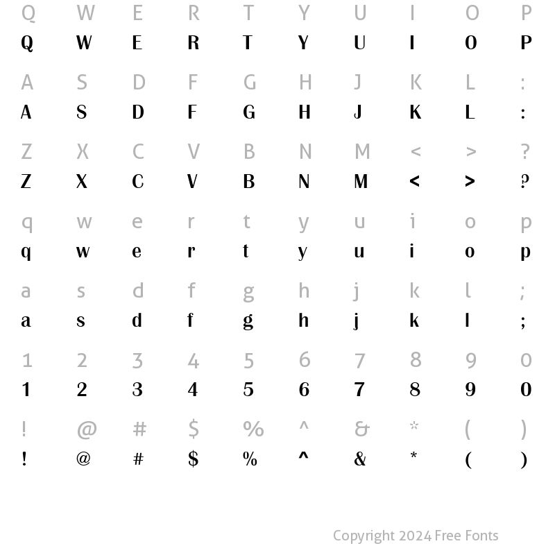 Character Map of Britannic Medium BOLD