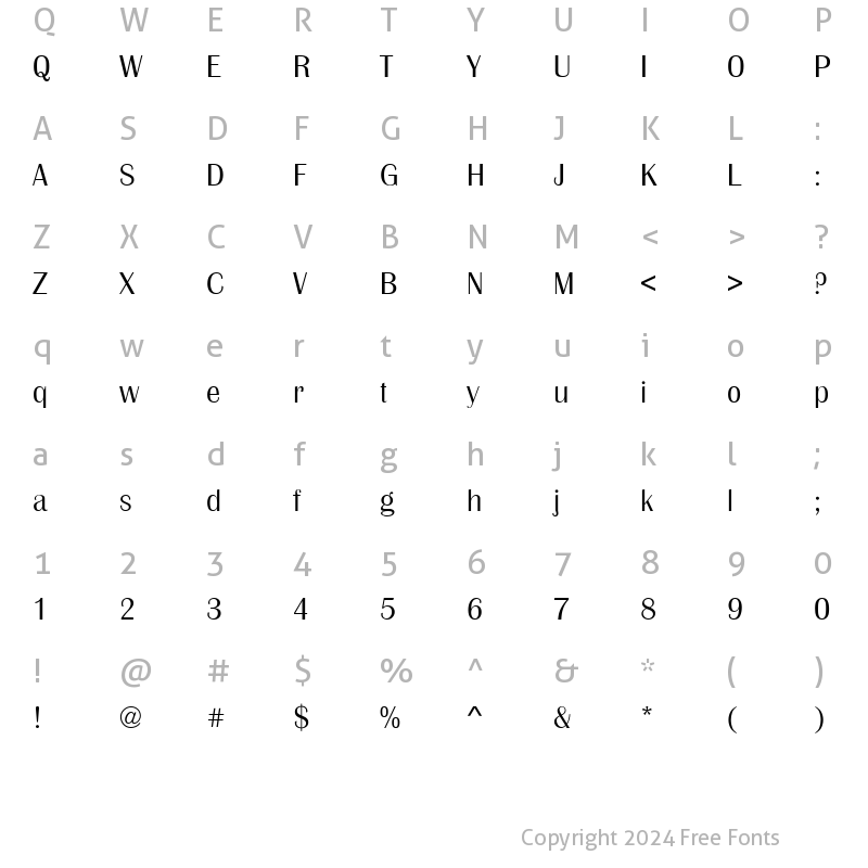 Character Map of Britannic Medium Regular