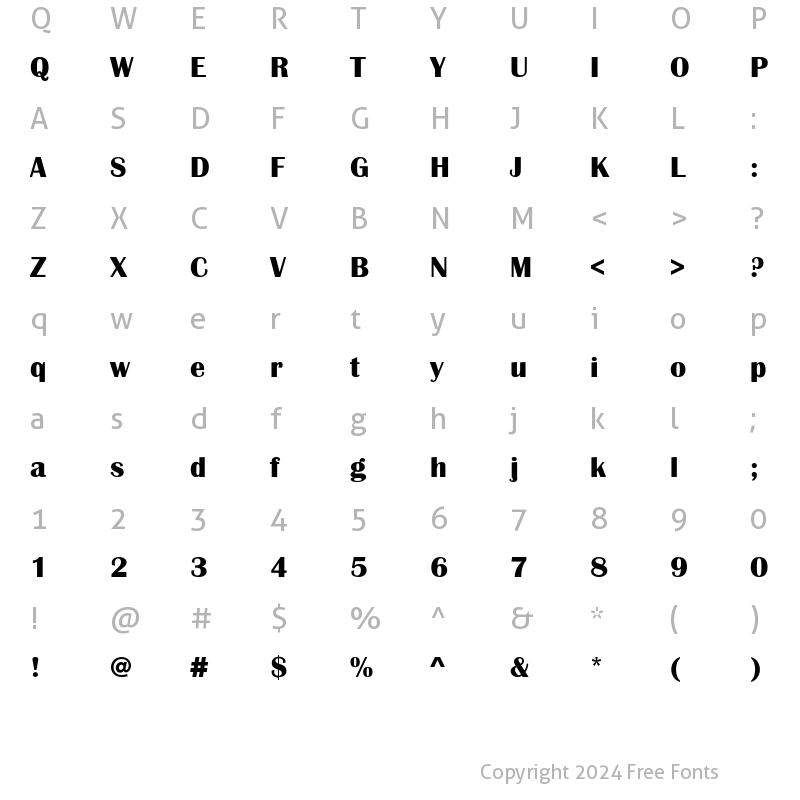 Character Map of BritannicEFBold Regular