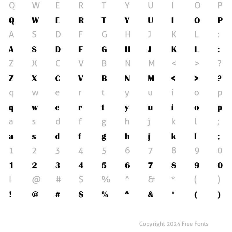 Character Map of BritannicTBol Regular