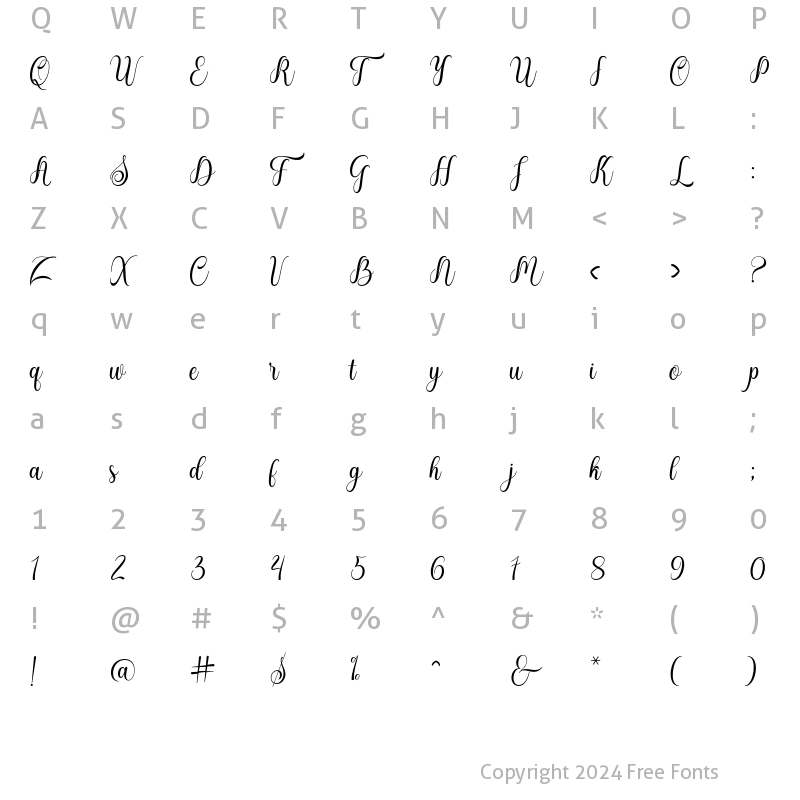 Character Map of Brithania Regular