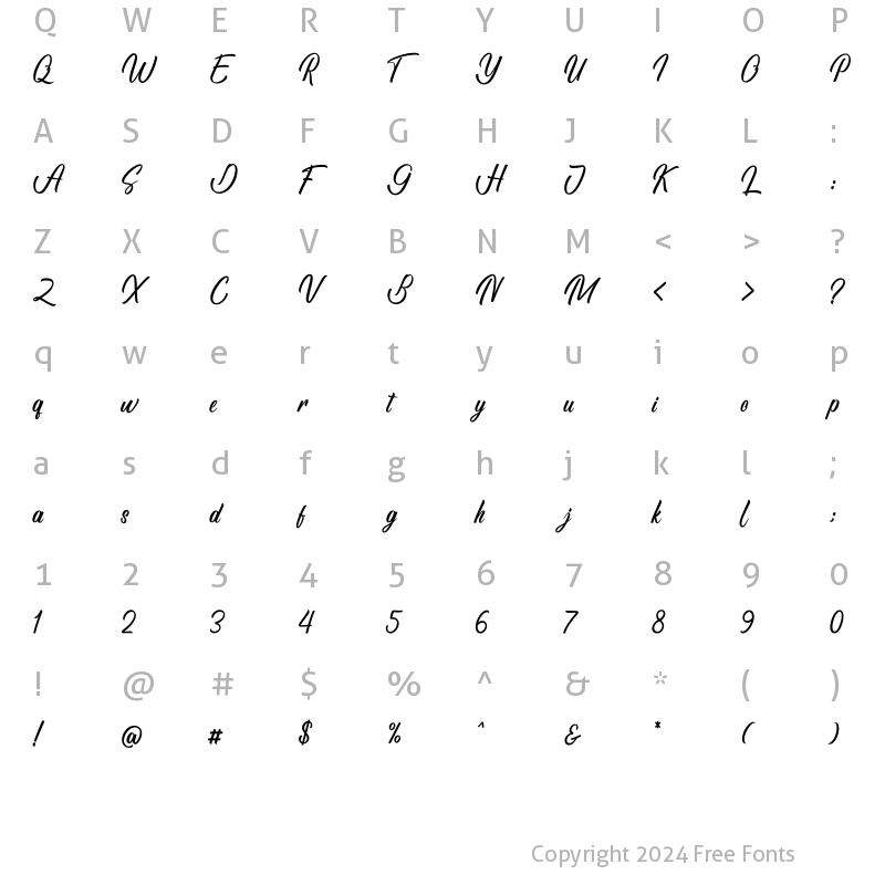 Character Map of Brithaniya Regular