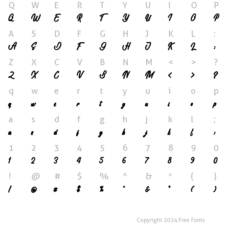 Character Map of Brithaniya_Outline Regular