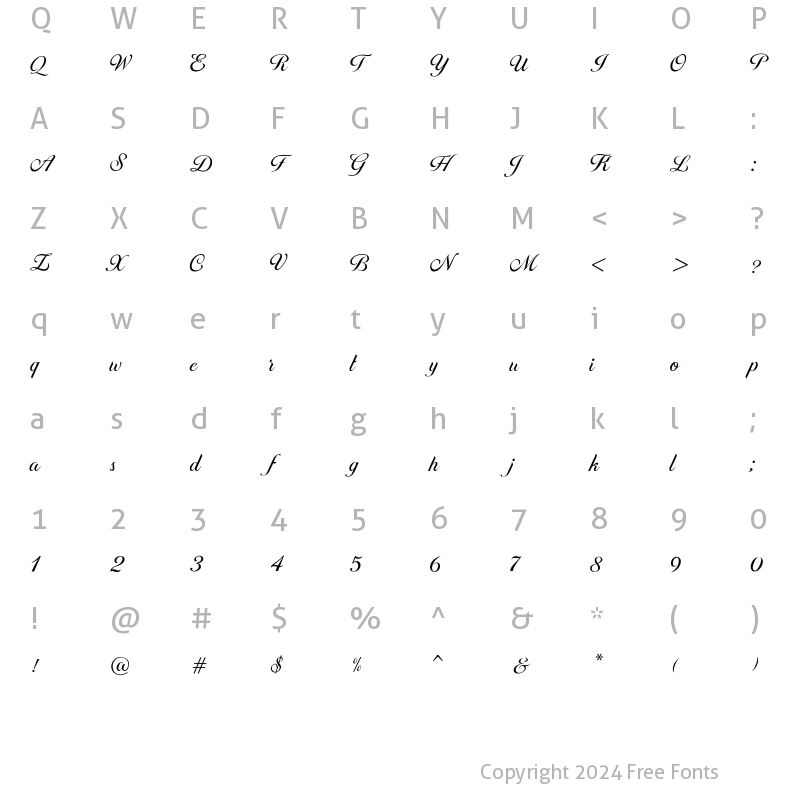 Character Map of Brithney Regular