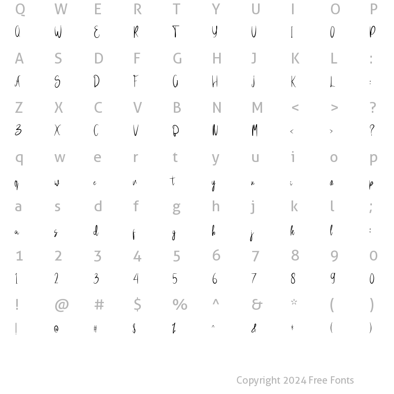 Character Map of Brittania Regular