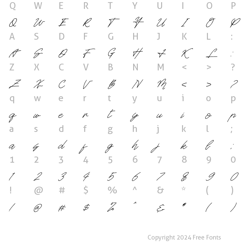 Character Map of Britties Signature Italic