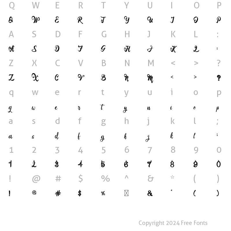 Character Map of Bro Rintto Regular