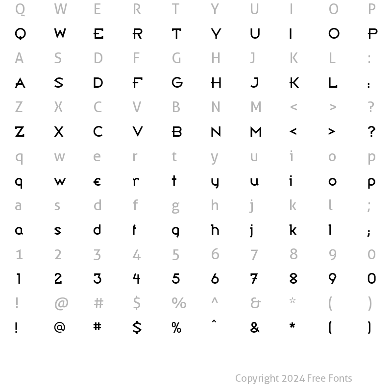 Character Map of Broadband ICG Regular