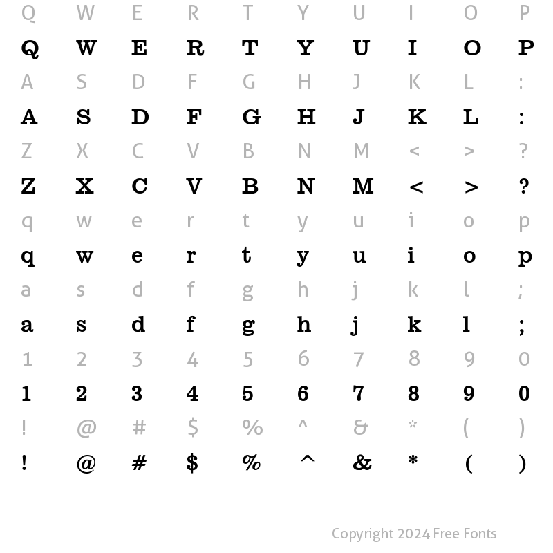 Character Map of Broadcast Bold