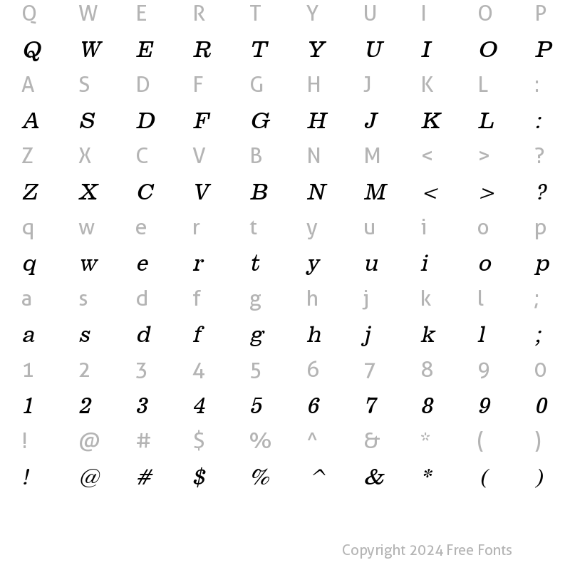 Character Map of Broadcast Italic