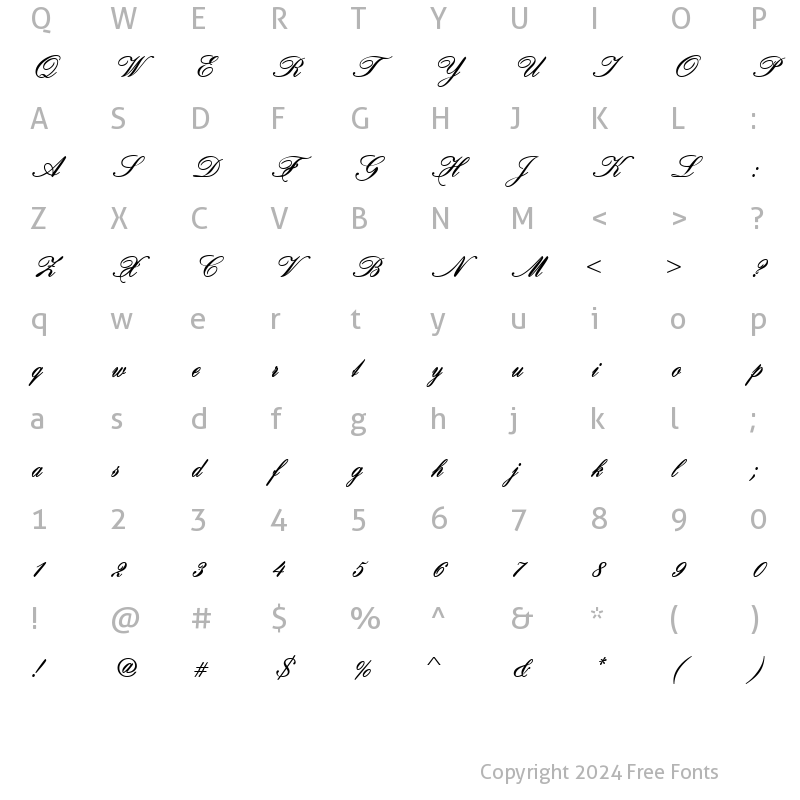 Character Map of BroadmoorScriptSSK Bold