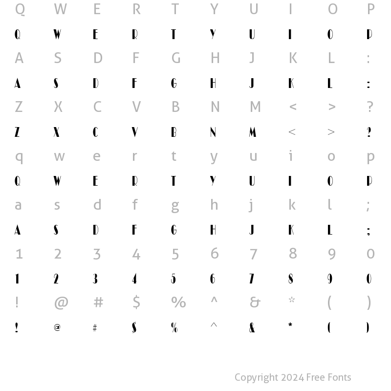 Character Map of Broadway Becker Compress Regular