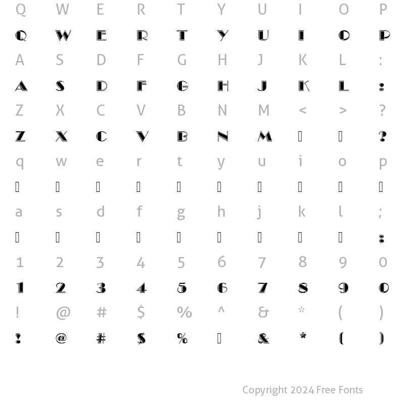 Character Map of BroadwayEngDIn1 Regular