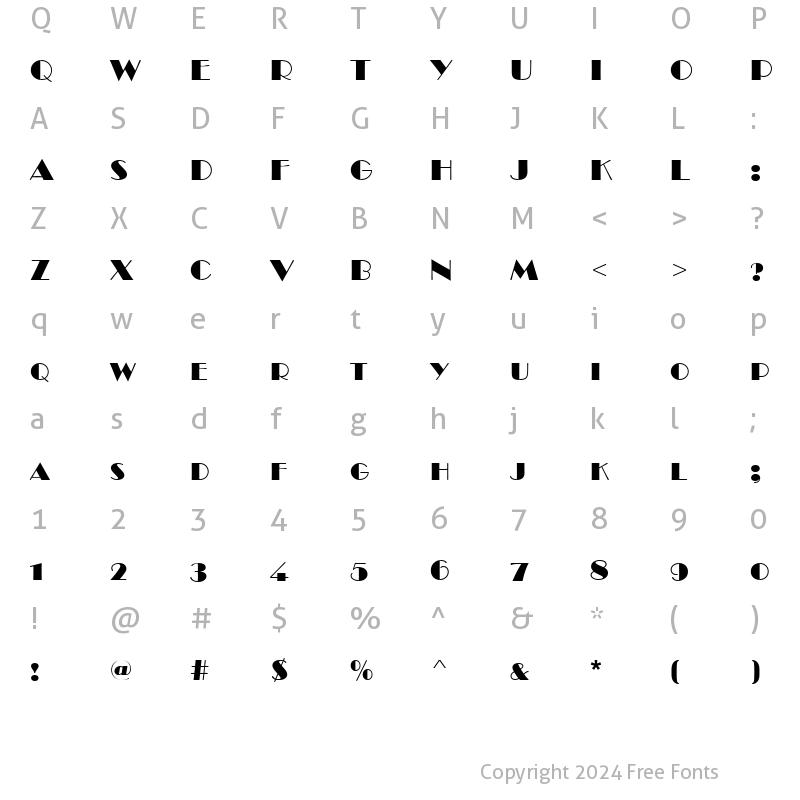 Character Map of BroadwaySCD Regular