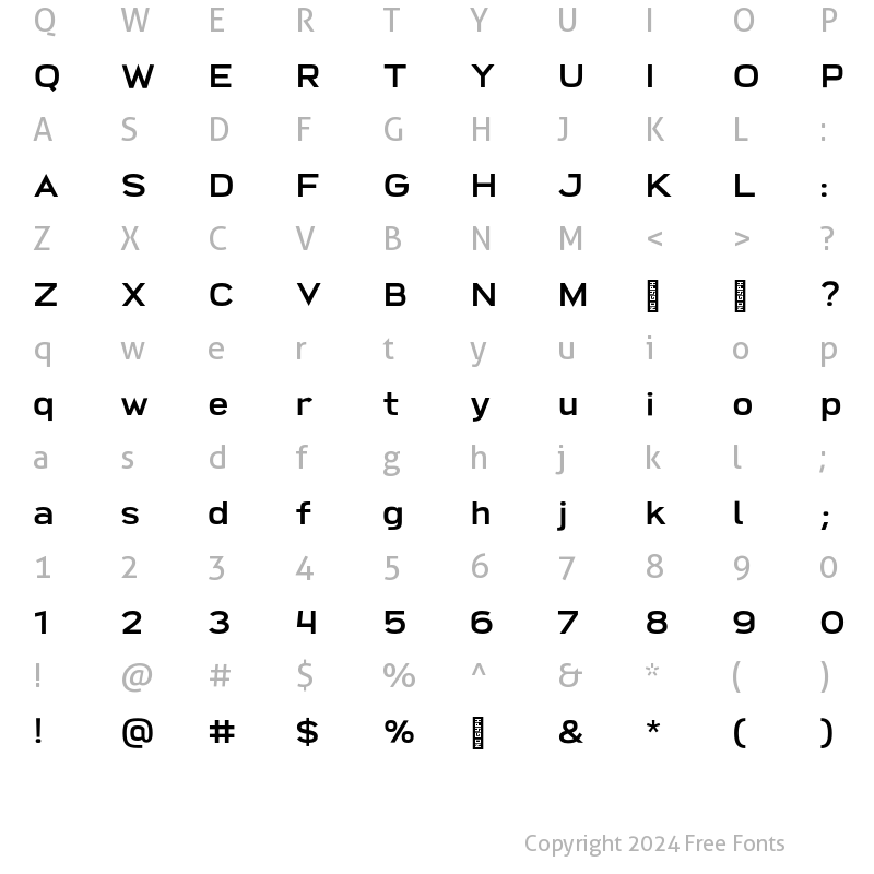 Character Map of Broadwell Standard