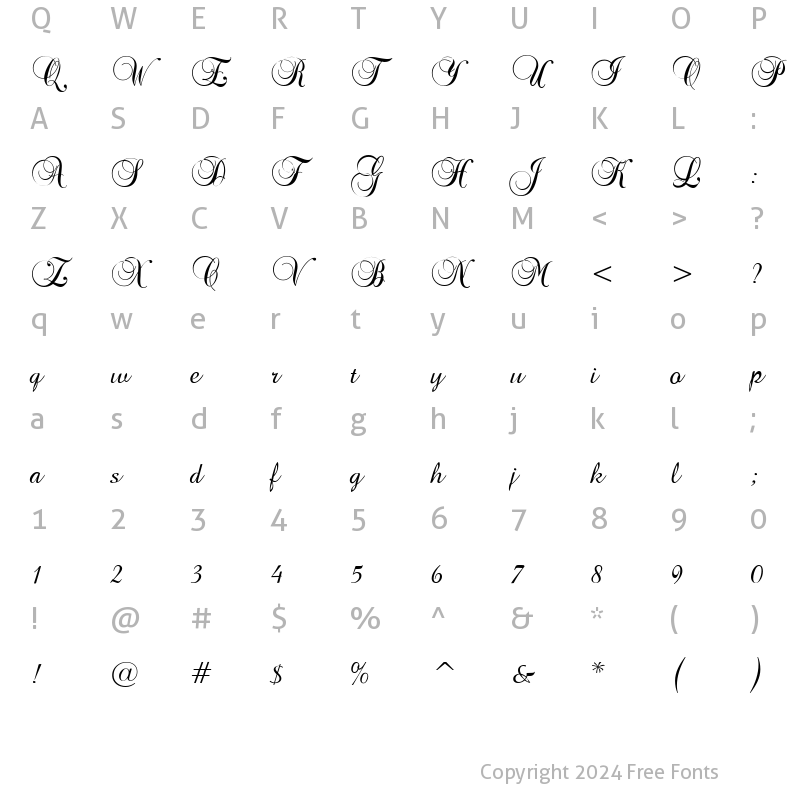 Character Map of Brock Script Regular