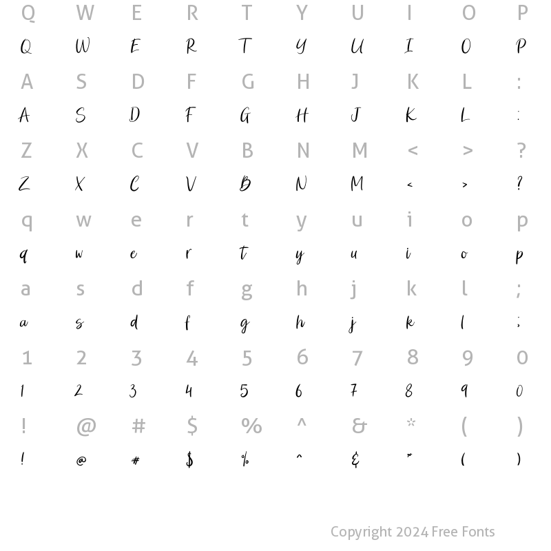 Character Map of Brocke Jackson Regular