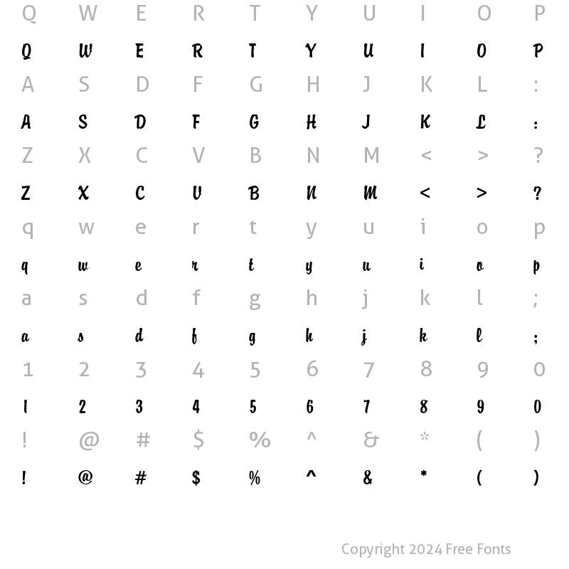 Character Map of Brody Becker Regular