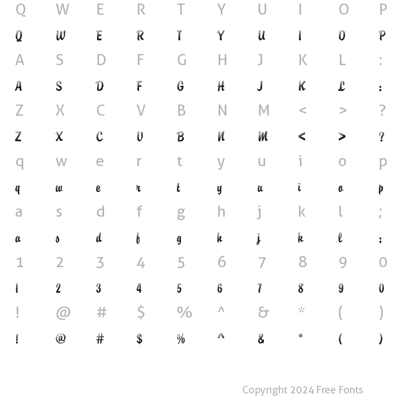 Character Map of Brody20 Becker Regular