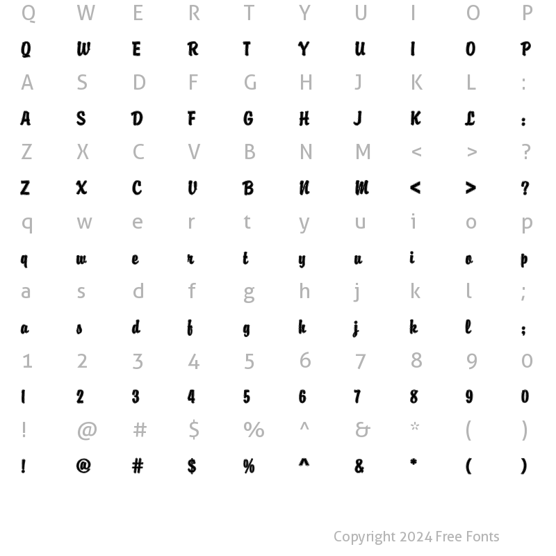 Character Map of Brody40 Becker Regular