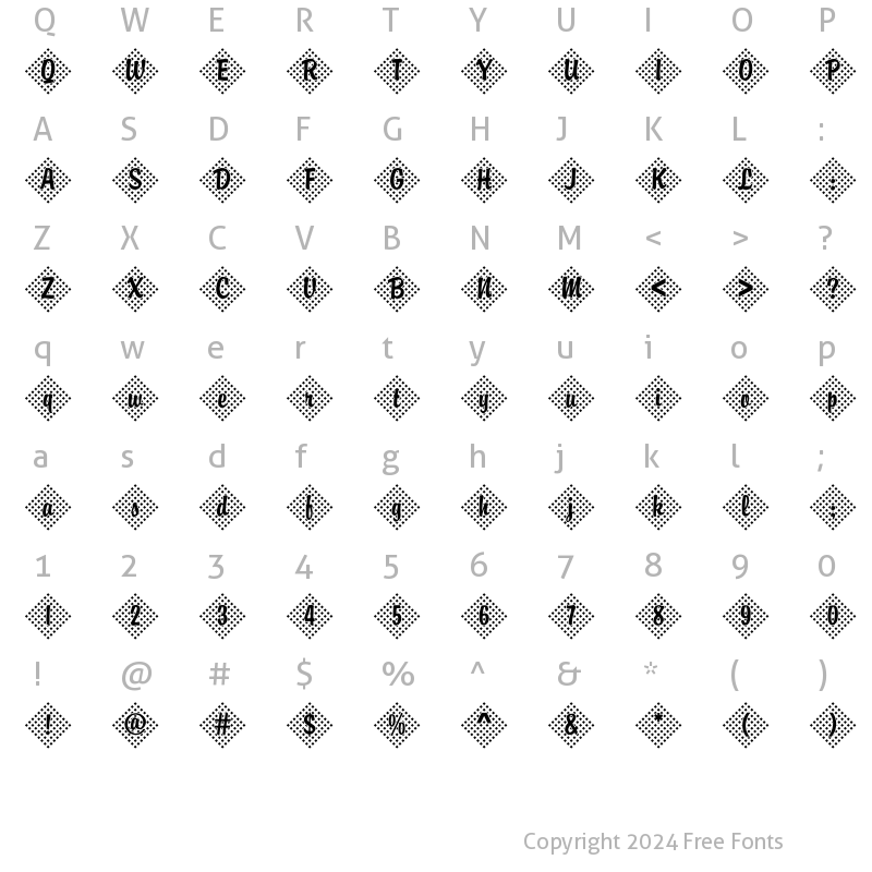 Character Map of Brody45 Becker Regular