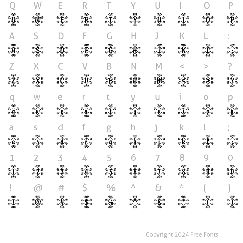 Character Map of Brody46 Becker Regular