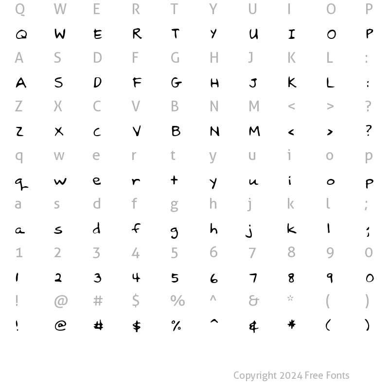 Character Map of BrodysHand Regular