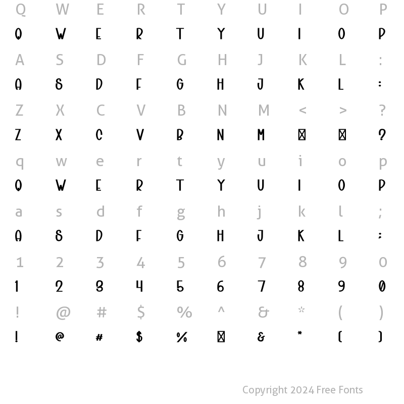 Character Map of Brokefold Sans Bold