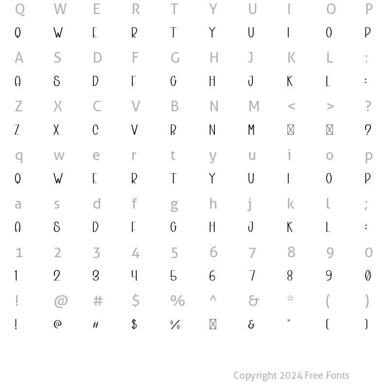 Character Map of Brokefold Sans Regular